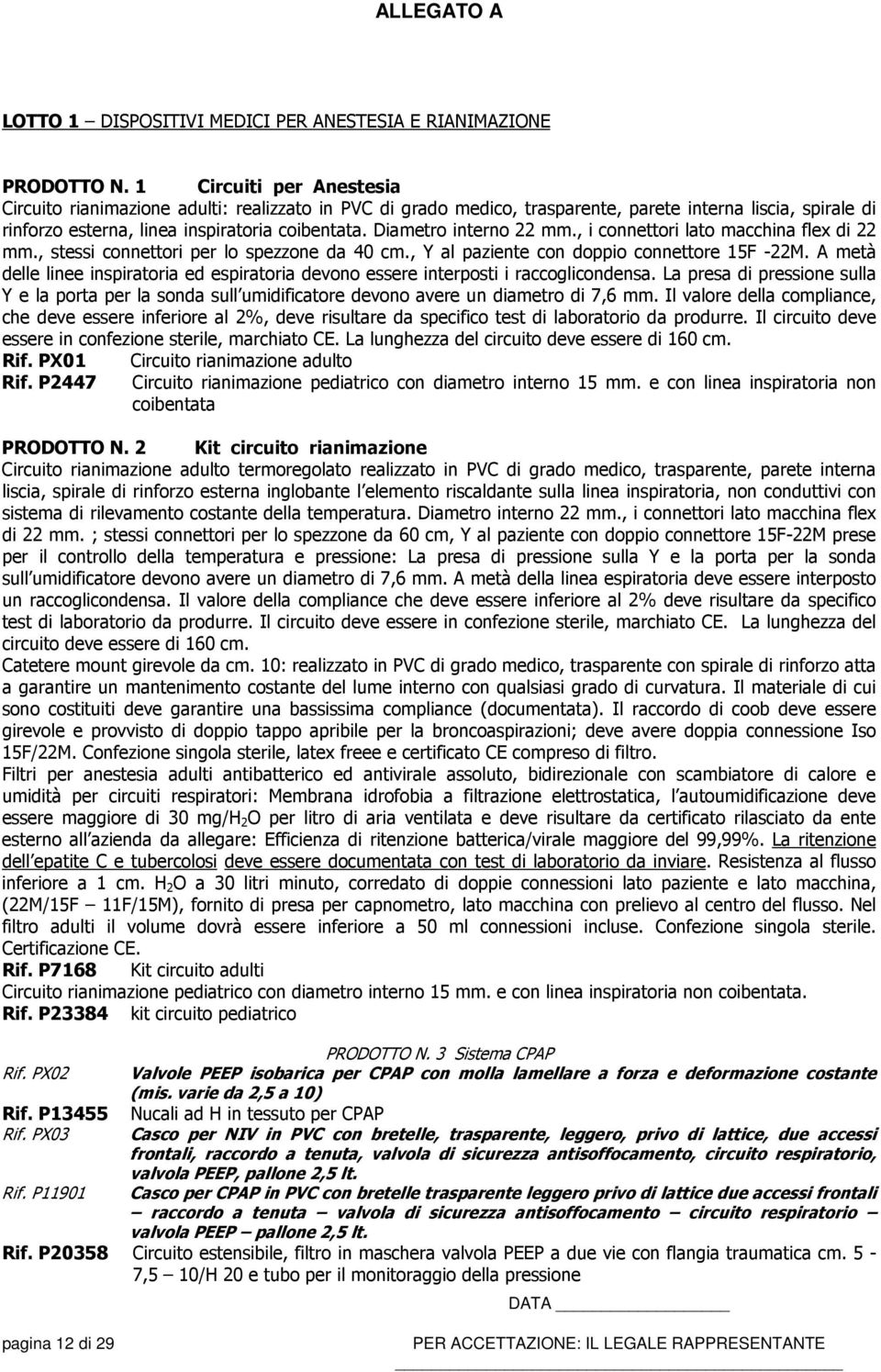 Diametro interno 22 mm., i connettori lato macchina flex di 22 mm., stessi connettori per lo spezzone da 40 cm., Y al paziente con doppio connettore 15F -22M.