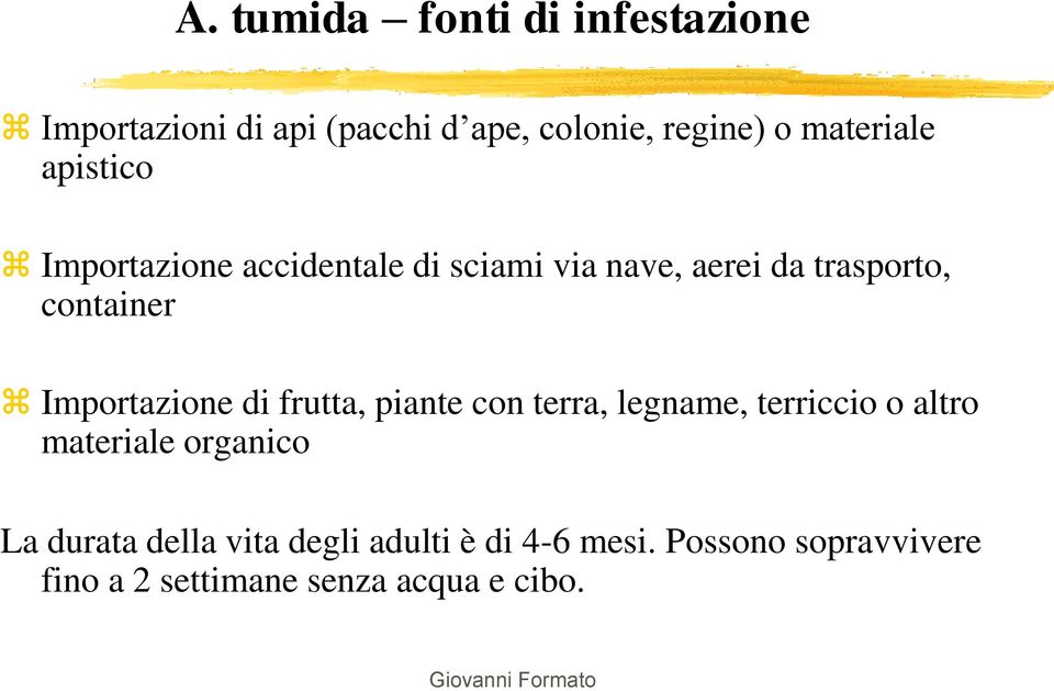 Importazione di frutta, piante con terra, legname, terriccio o altro materiale organico La