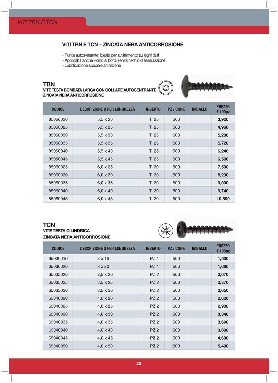 500 5,200 85050035 5,5 x 35 T 25 500 5,720 85050040 5,5 x 40 T 25 500 6,240 85050045 5,5 x 45 T 25 500 6,500 85060025 6,0 x 25 T 30 500 7,500 85060030 6,0 x 30 T 30 500 8,230 85060035 6,0 x 35 T 30