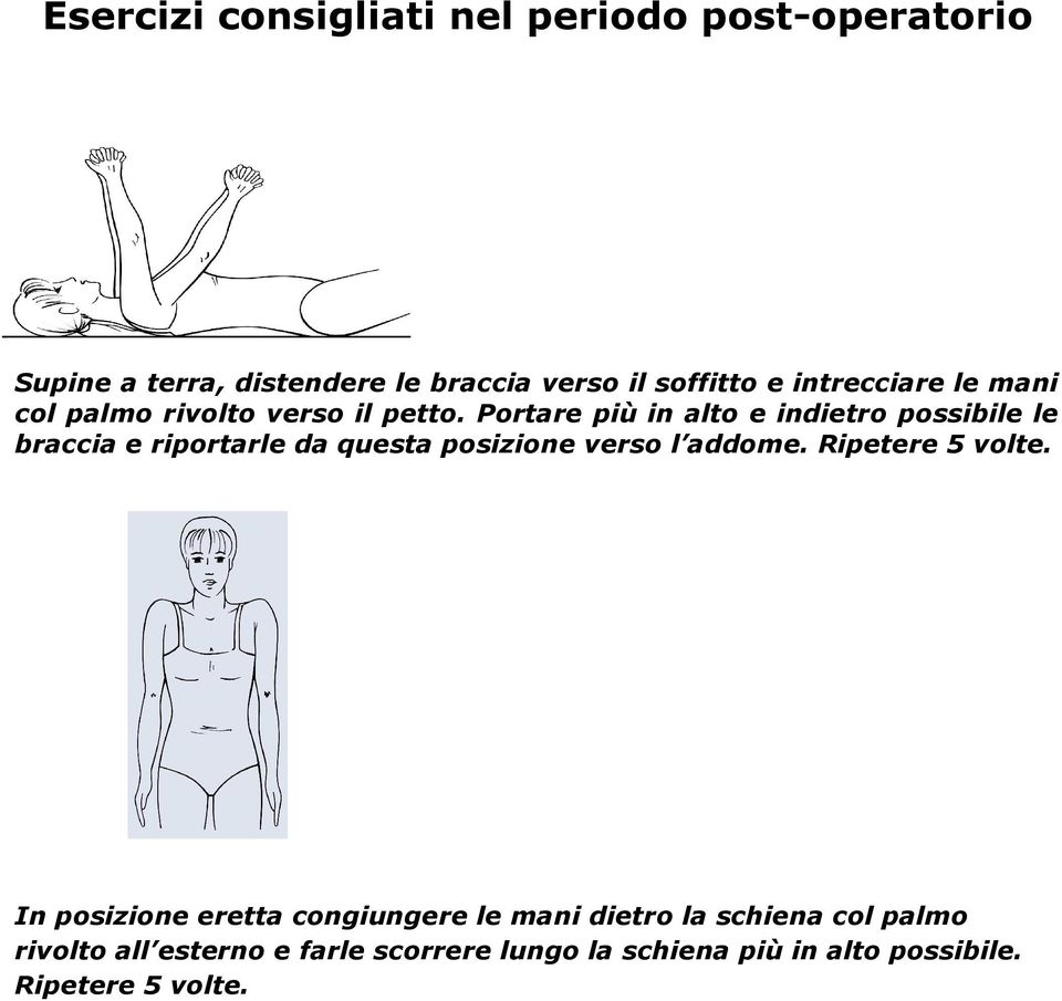 Portare più in alto e indietro possibile le braccia e riportarle da questa posizione verso l addome.