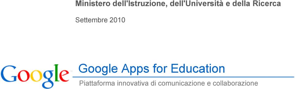 Settembre 2010 Google Apps for