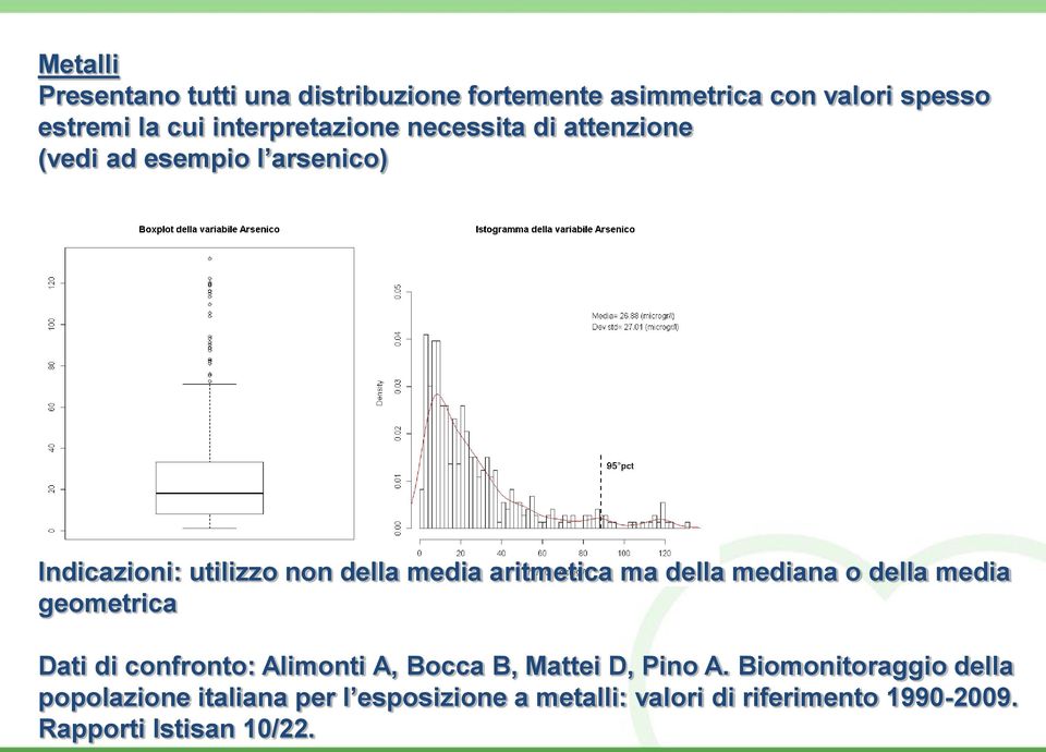 aritmetica ma della mediana o della media geometrica Dati di confronto: Alimonti A, Bocca B, Mattei D, Pino A.