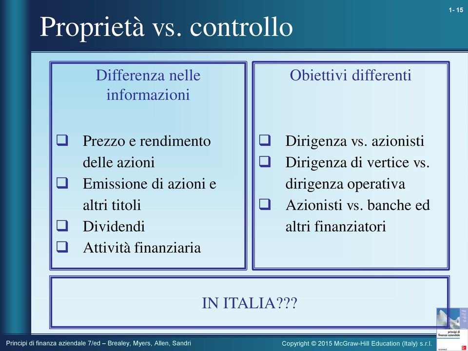 rendimento delle azioni Emissione di azioni e altri titoli Dividendi