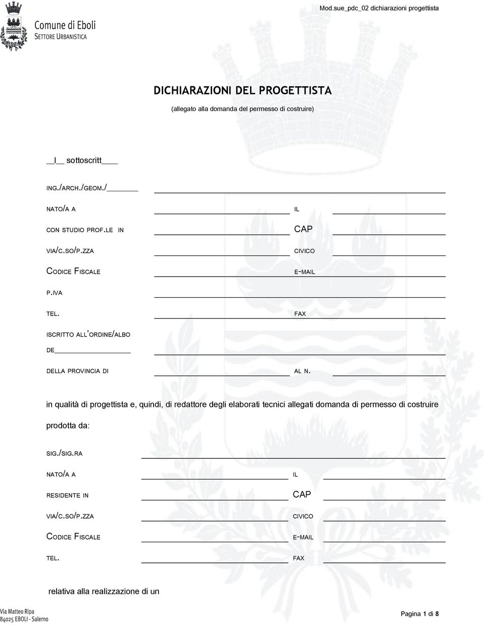 FAX ISCRITTO ALL ORDINE/ALBO DE DELLA PROVINCIA DI AL N.