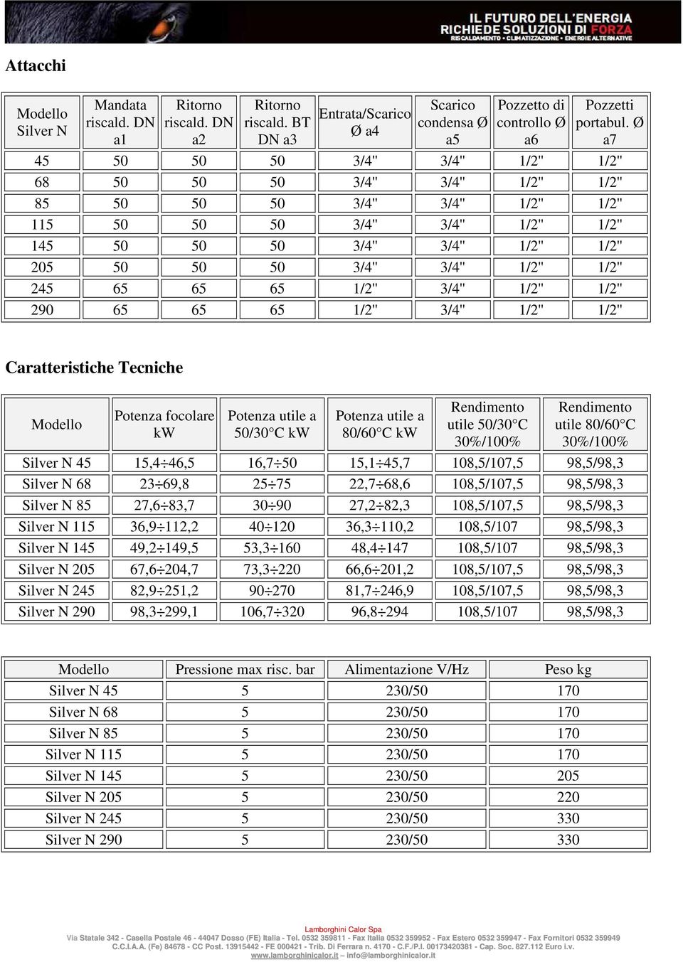 3/4'' 3/4'' 1/2'' 1/2'' 245 65 65 65 1/2'' 3/4'' 1/2'' 1/2'' 290 65 65 65 1/2'' 3/4'' 1/2'' 1/2'' Caratteristiche Tecniche Potenza focolare kw Potenza utile a 50/30 C kw Potenza utile a 80/60 C kw