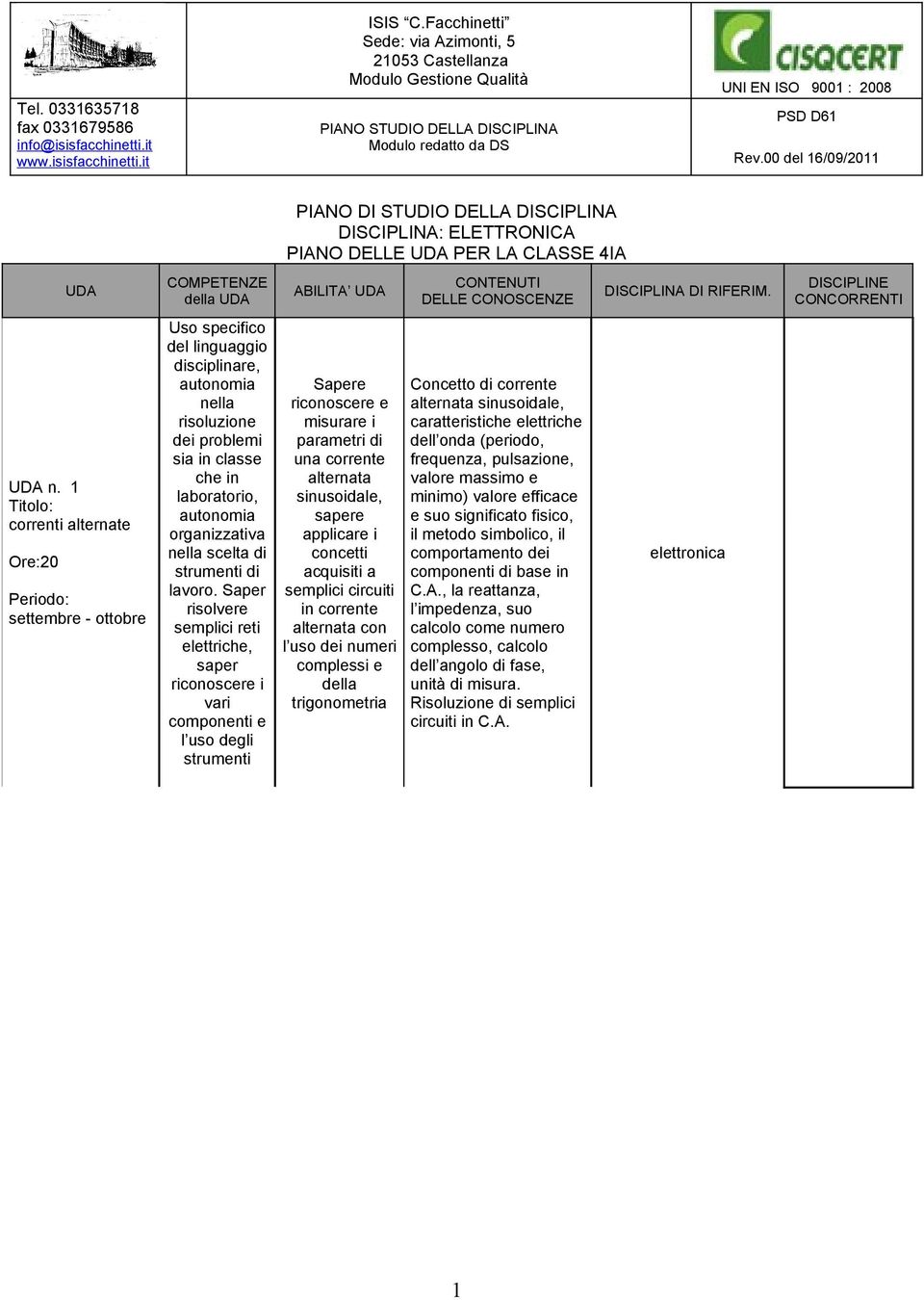 Saper risolvere semplici reti elettriche, saper riconoscere i vari componenti e l uso degli strumenti Sapere riconoscere e misurare i parametri di una corrente alternata sinusoidale, sapere applicare