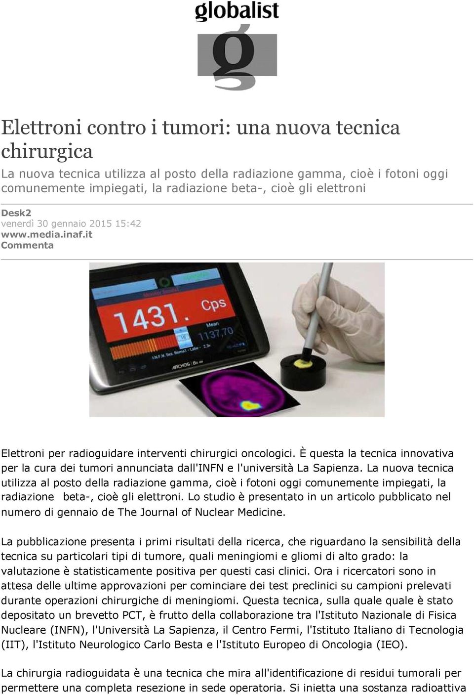 È questa la tecnica innovativa per la cura dei tumori annunciata dall'infn e l'università La Sapienza.