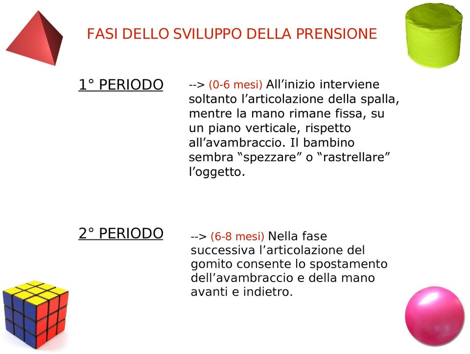 avambraccio. Il bambino sembra spezzare o rastrellare l oggetto.