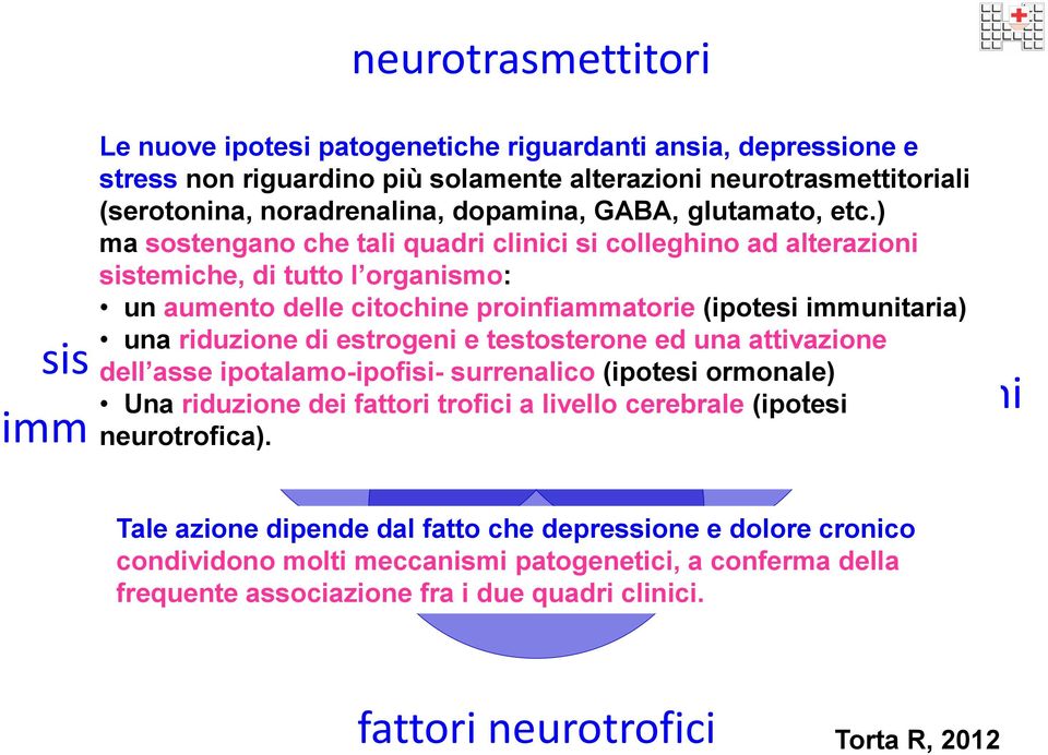 ) ma sostengano che tali quadri clinici si colleghino ad alterazioni sistemiche, di tutto l organismo: un aumento delle citochine proinfiammatorie (ipotesi immunitaria) ansia stress depressione una