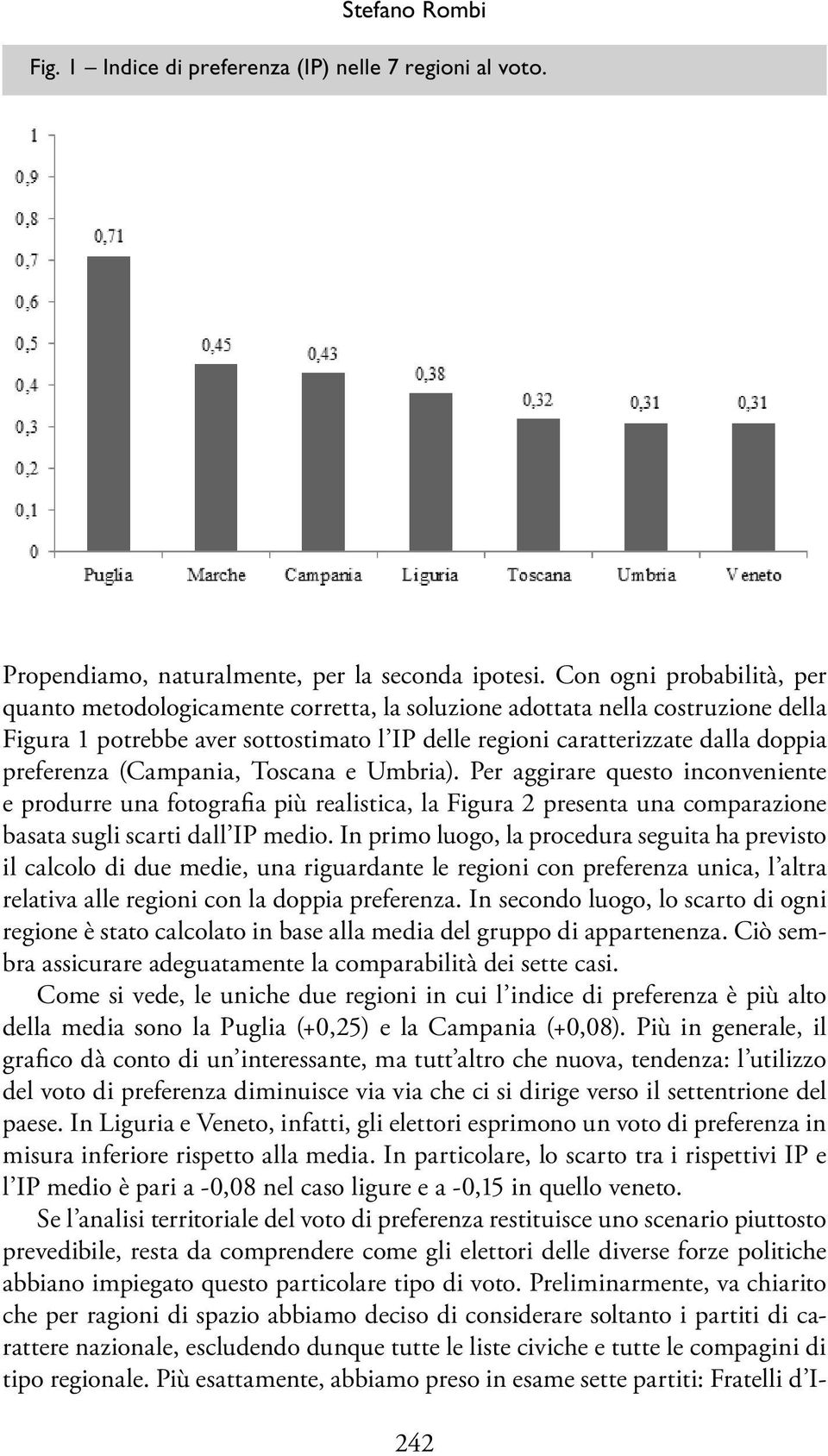 preferenza (Campania, Toscana e Umbria). Per aggirare questo inconveniente e produrre una fotografia più realistica, la Figura 2 presenta una comparazione basata sugli scarti dall IP medio.