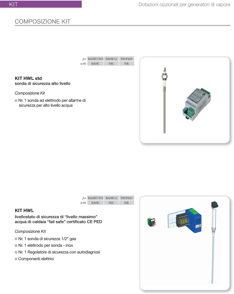 1 sonda ad elettrodo per allarme di sicurezza per alto livello acqua KIT HWL livellostato di sicurezza di