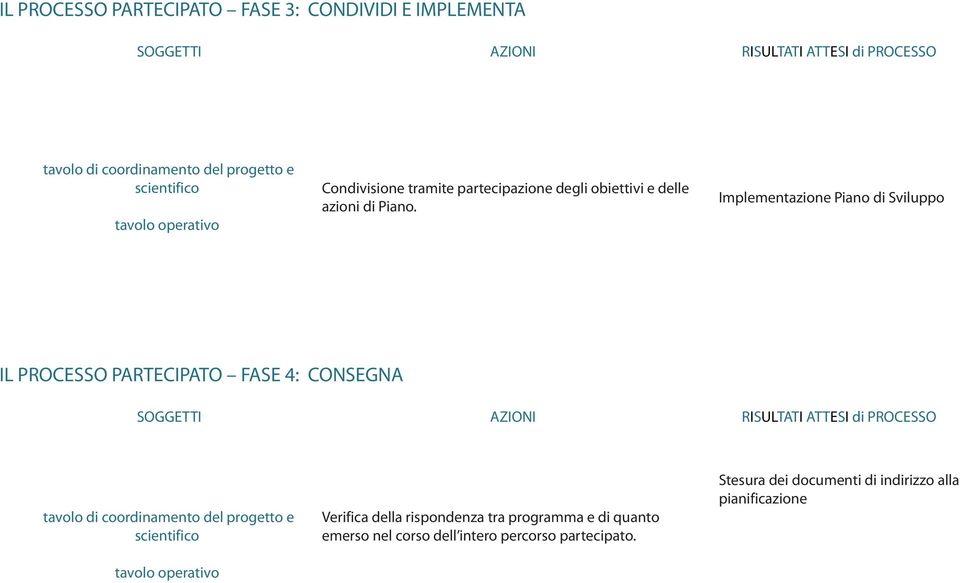 Implementazione Piano di Sviluppo IL PROCESSO PARTECIPATO FASE 4: CONSEGNA Verifica della