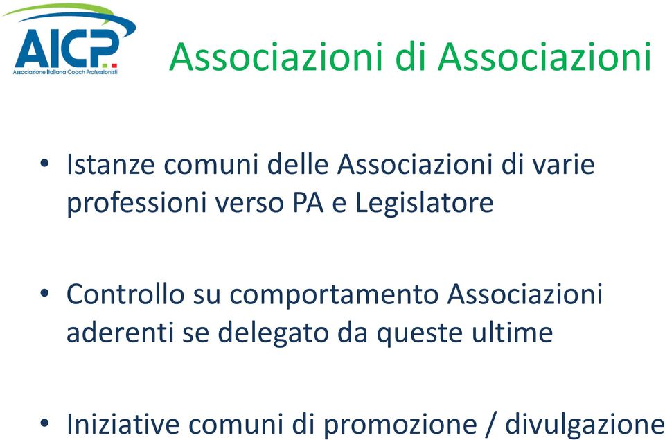 Controllo su comportamento Associazioni aderenti se