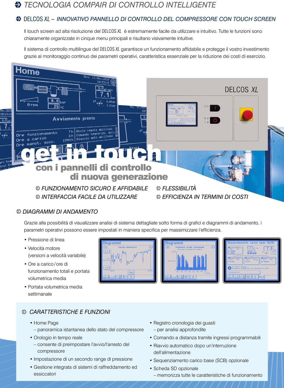 Il sistema di controllo multilingue del DELCOS XL garantisce un funzionamento affidabile e protegge il vostro investimento grazie al monitoraggio continuo dei parametri operativi, caratteristica