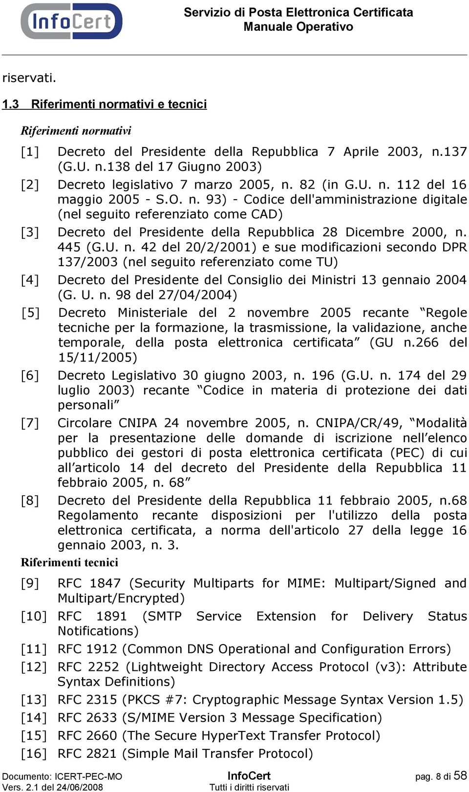 U. n. 42 del 20/2/2001) e sue modificazioni secondo DPR 137/2003 (nel seguito referenziato come TU) [4] Decreto del Presidente del Consiglio dei Ministri 13 gennaio 2004 (G. U. n. 98 del 27/04/2004)