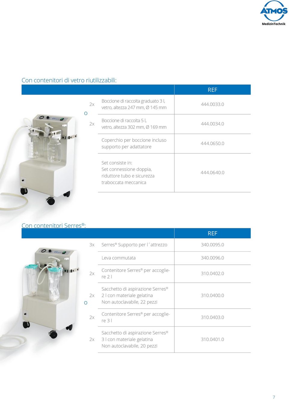 0 Con contenitori Serres : 3x Serres Supporto per l attrezzo 340.0095.0 Leva commutata 340.0096.0 2x Contenitore Serres per accogliere 2 l 310.0402.