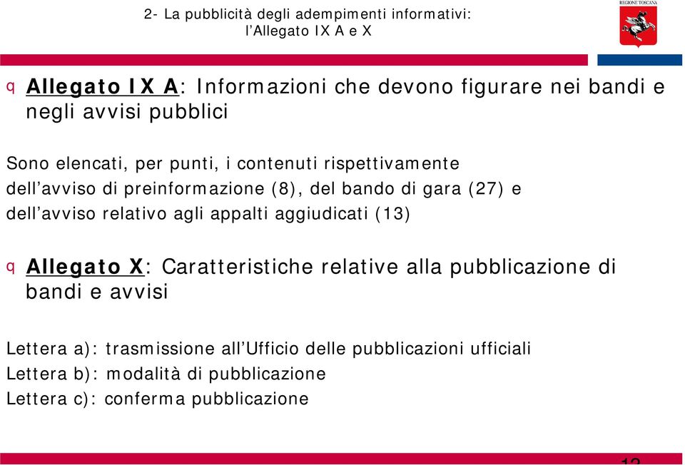 (27) e dell avviso relativo agli appalti aggiudicati (13) q Allegato X: Caratteristiche relative alla pubblicazione di bandi e avvisi