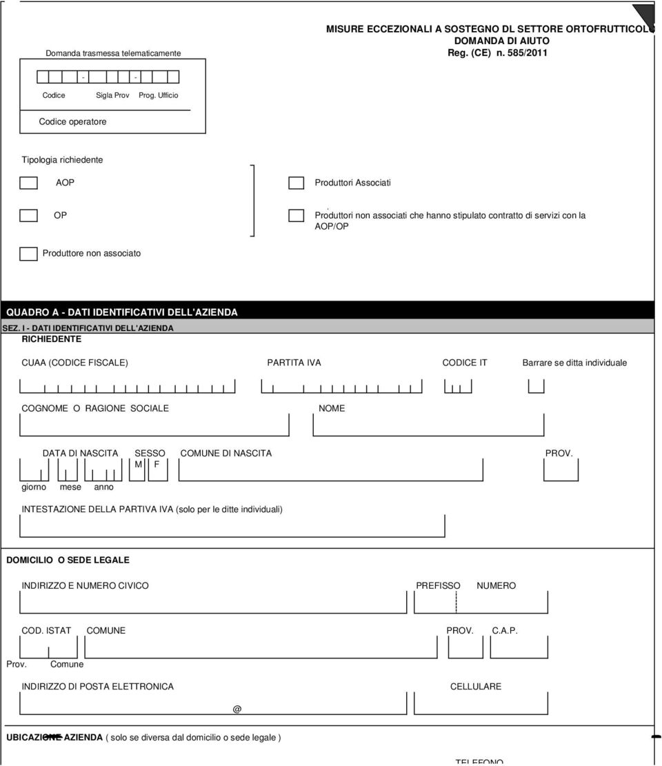 IDENTIFICATIVI DELL'AZIENDA SEZ.