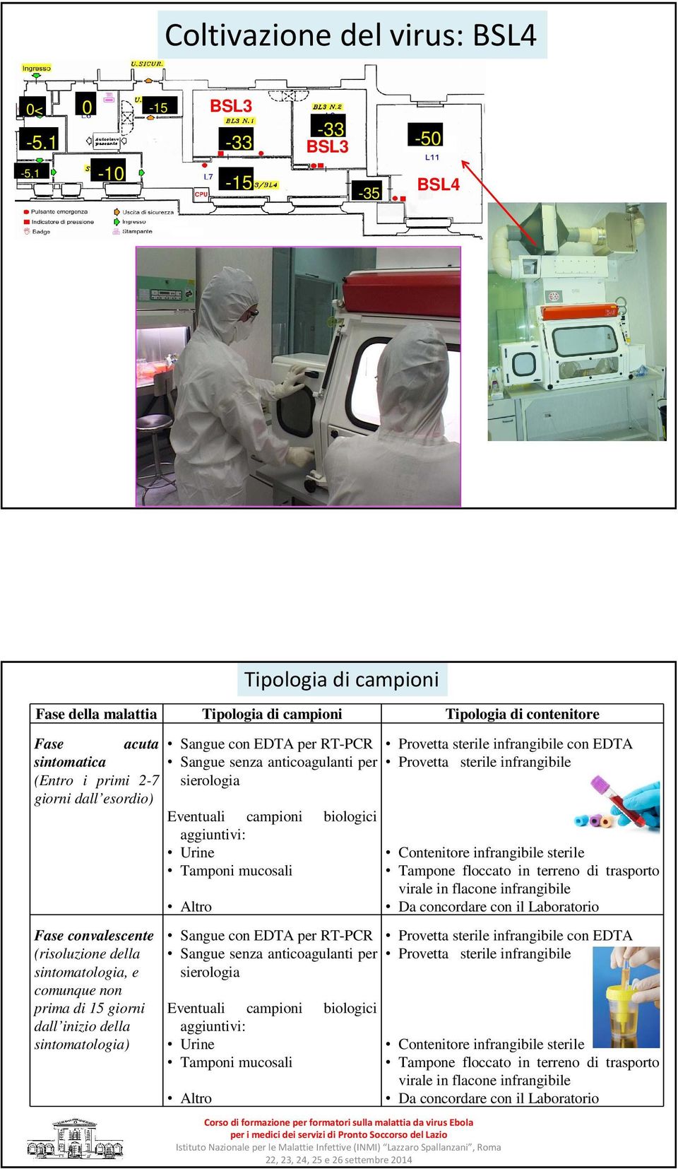 della sintomatologia, e comunque non prima di 15 giorni dall inizio della sintomatologia) Sangue con EDTA per RT-PCR Sangue senza anticoagulanti per sierologia Eventuali campioni biologici