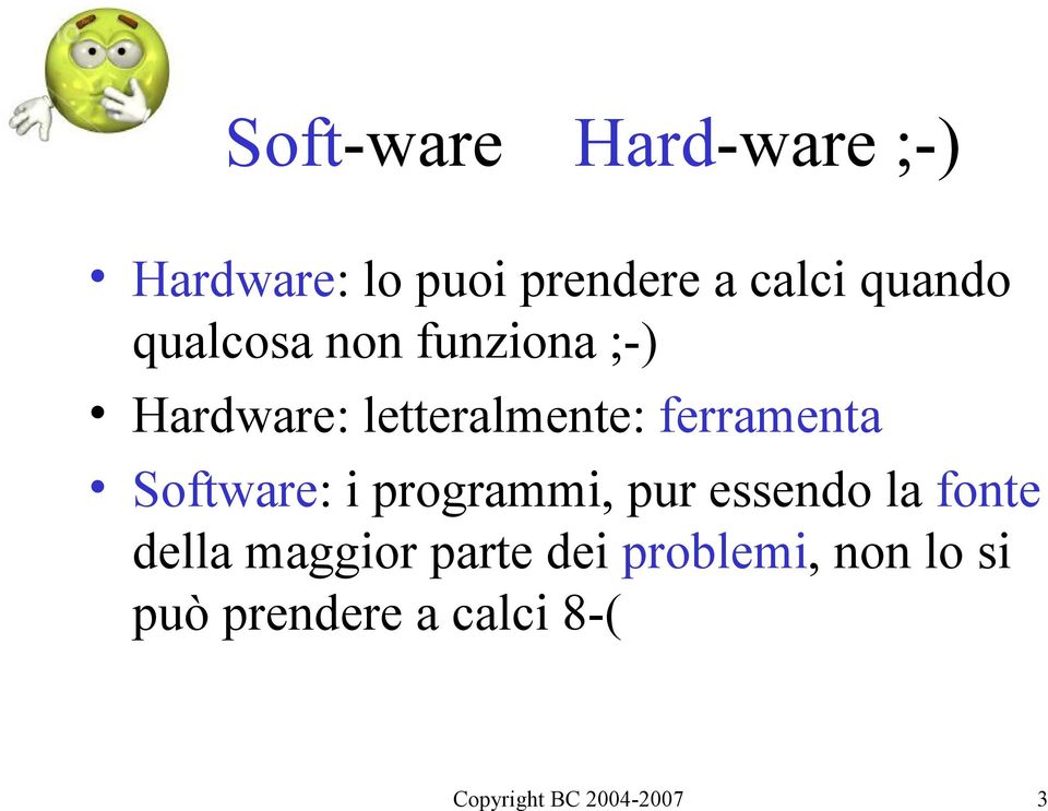 ferramenta Software: i programmi, pur essendo la fonte della