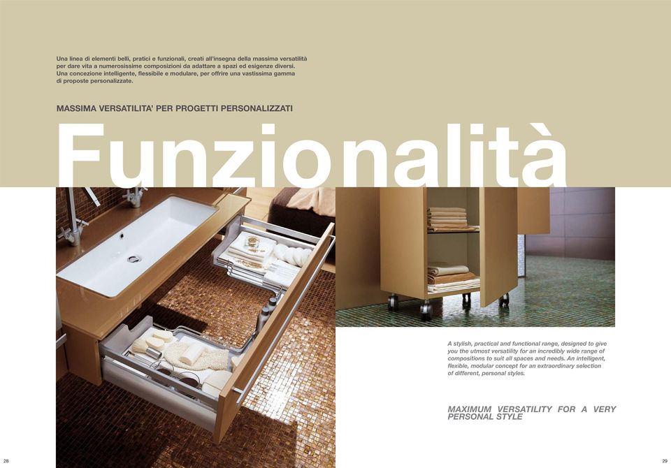 MASSIMA VERSATILITA PER PROGETTI PERSONALIZZATI Funzionalità A stylish, practical and functional range, designed to give you the utmost versatility for an incredibly