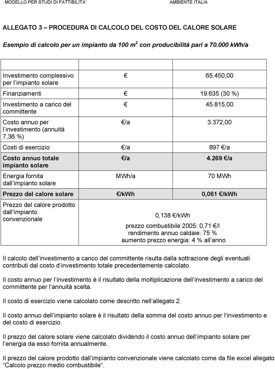 372,00 Costi di esercizio /a 897 /a Costo annuo totale impianto solare Energia fornita dall impianto solare /a MWh/a 4.