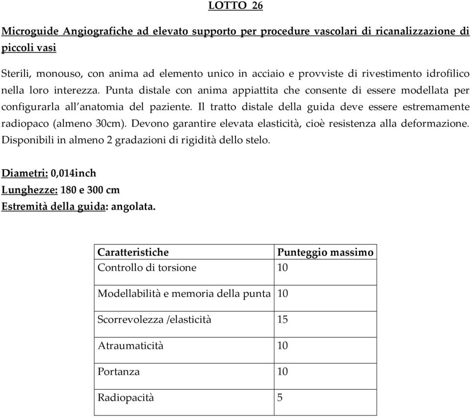 Il tratto distale della guida deve essere estremamente radiopaco (almeno 30cm). Devono garantire elevata elasticità, cioè resistenza alla deformazione.