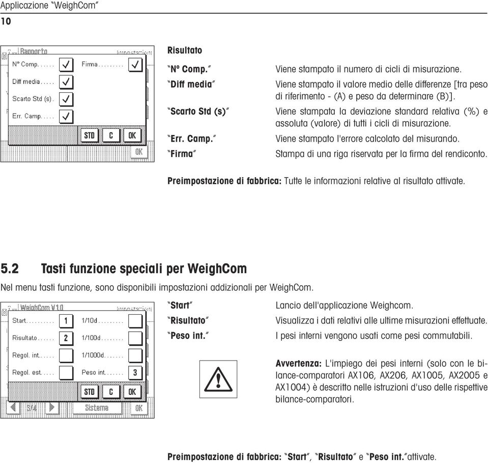 Viene stampata la deviazione standard relativa (%) e assoluta (valore) di tutti i cicli di misurazione. Viene stampato l'errore calcolato del misurando.