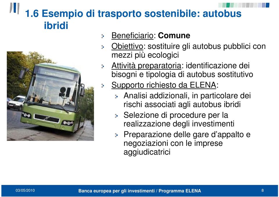 addizionali, in particolare dei rischi associati agli autobus ibridi Selezione di procedure per la realizzazione degli investimenti