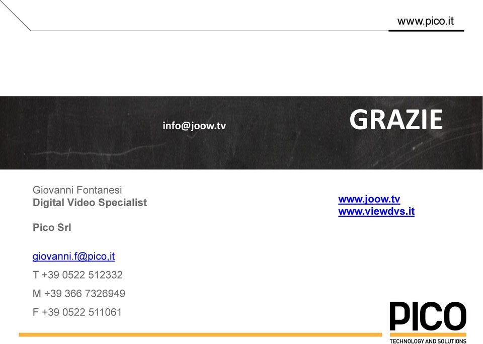 Specialist Pico Srl www.joow.tv www.