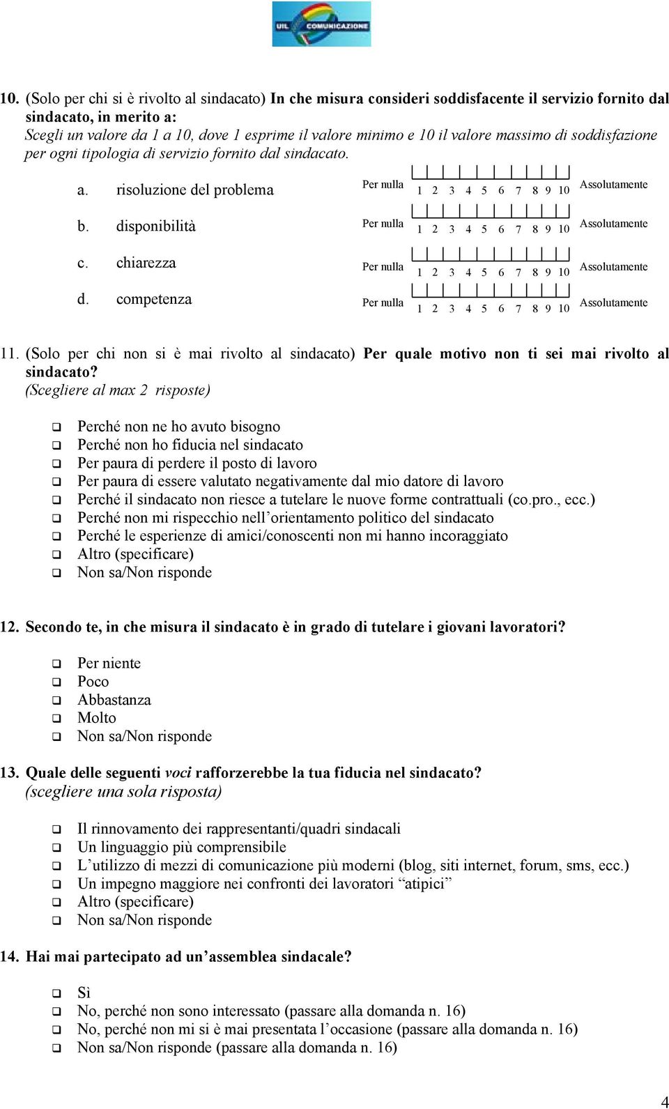 (Solo per chi non si è mai rivolto al sindacato) Per quale motivo non ti sei mai rivolto al sindacato?