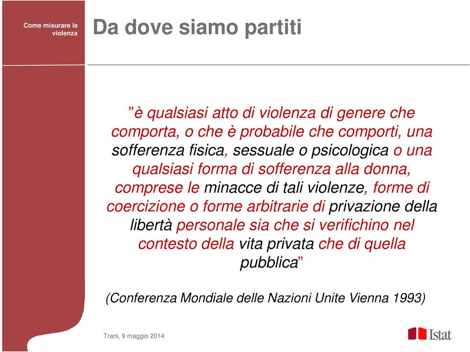 di tali violenze, forme di coercizione o forme arbitrarie di privazione della libertà personale sia che si