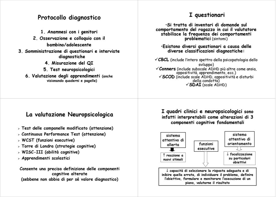 Valutazione degli apprendimenti (anche visionando quaderni e pagelle) I questionari Si tratta di inventari di domande sul comportamento del ragazzo in cui il valutatore stabilisce la frequenza dei