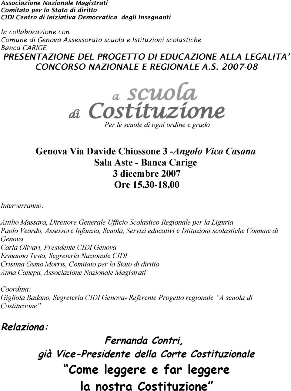 NTAZIONE DEL PROGETTO DI EDUCAZIONE ALLA LEGALITA CONCORSO