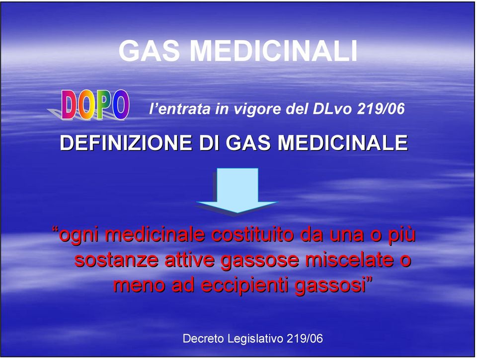 costituito da una o più sostanze attive gassose