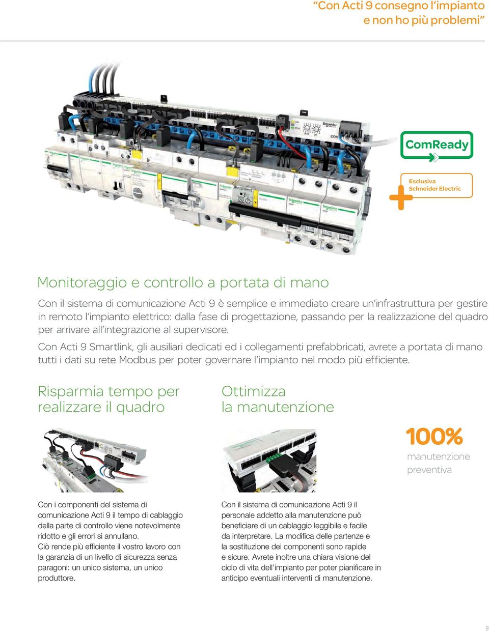 Con Acti 9 Smartlink, gli ausiliari dedicati ed i collegamenti prefabbricati, avrete a portata di mano tutti i dati su rete Modbus per poter governare l impianto nel modo più efficiente.