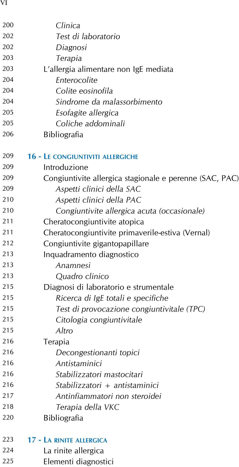 allergica stagionale e perenne (SAC, PAC) Aspetti clinici della SAC Aspetti clinici della PAC Congiuntivite allergica acuta (occasionale) Cheratocongiuntivite atopica Cheratocongiuntivite