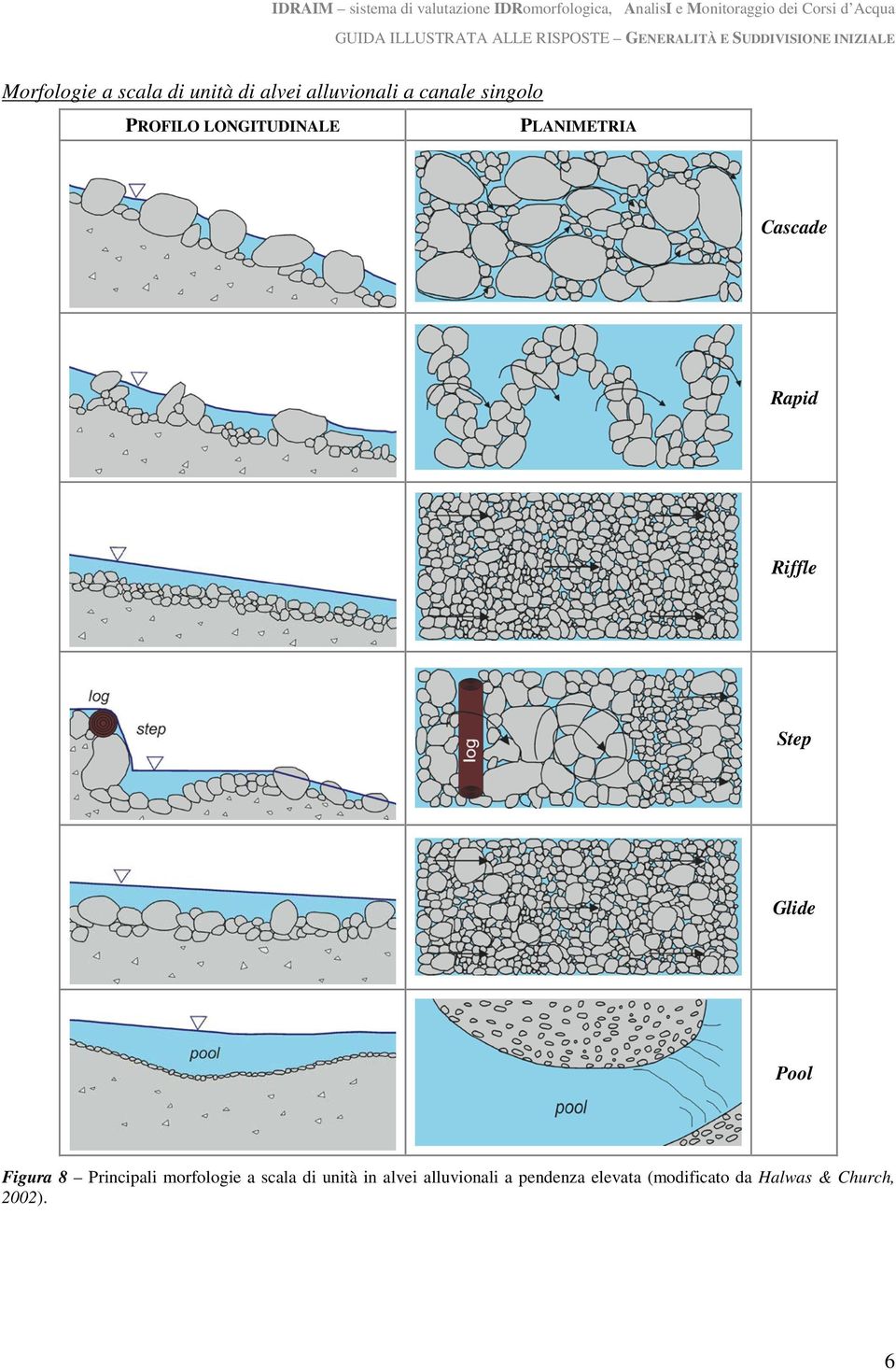 PLANIMETRIA Cascade Rapid Riffle Step Glide Pool Figura 8 Principali morfologie a