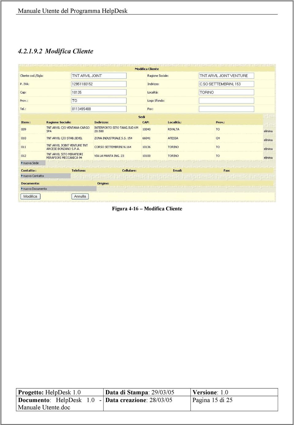 Modifica Cliente Documento: