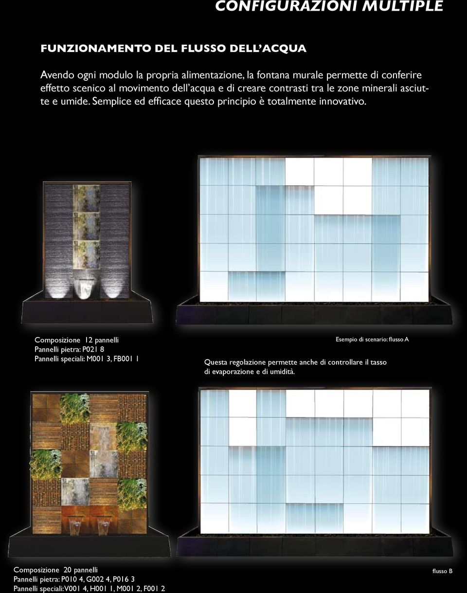 Composizione 12 pannelli Pannelli pietra: P021 8 Pannelli speciali: M001 3, FB001 1 Esempio di scenario: flusso A Questa regolazione permette anche di