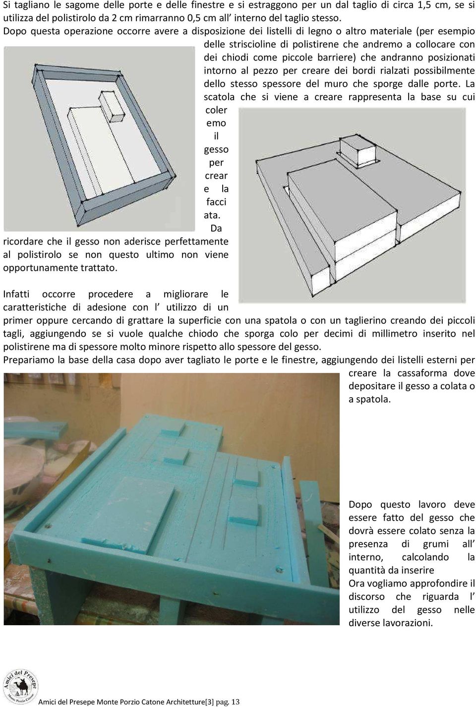 barriere) che andranno posizionati intorno al pezzo per creare dei bordi rialzati possibilmente dello stesso spessore del muro che sporge dalle porte.