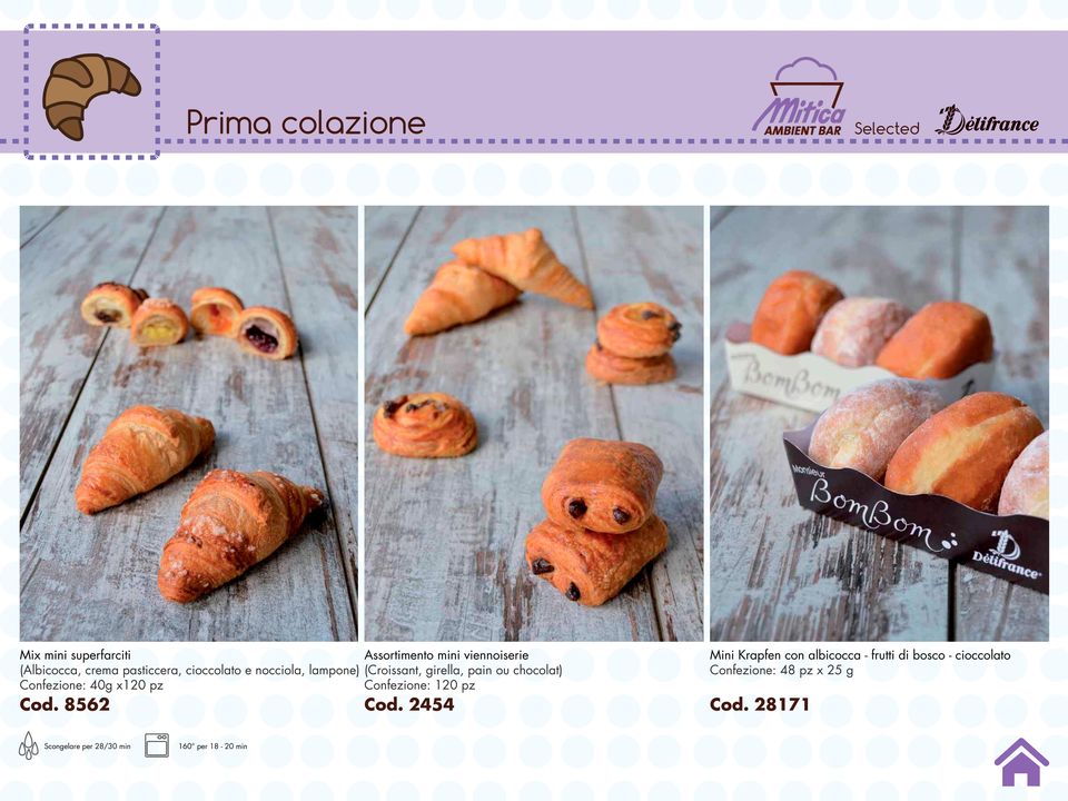 8562 Assortimento mini viennoiserie (Croissant, girella, pain ou chocolat) Confezione: 120 pz