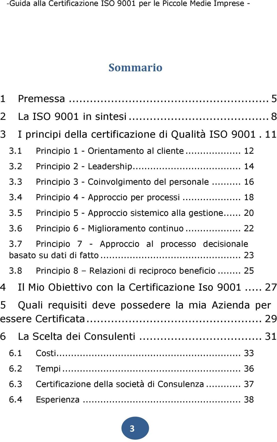 .. 22 3.7 Principio 7 - Approccio al processo decisionale basato su dati di fatto... 23 3.8 Principio 8 Relazioni di reciproco beneficio... 25 4 Il Mio Obiettivo con la Certificazione Iso 9001.