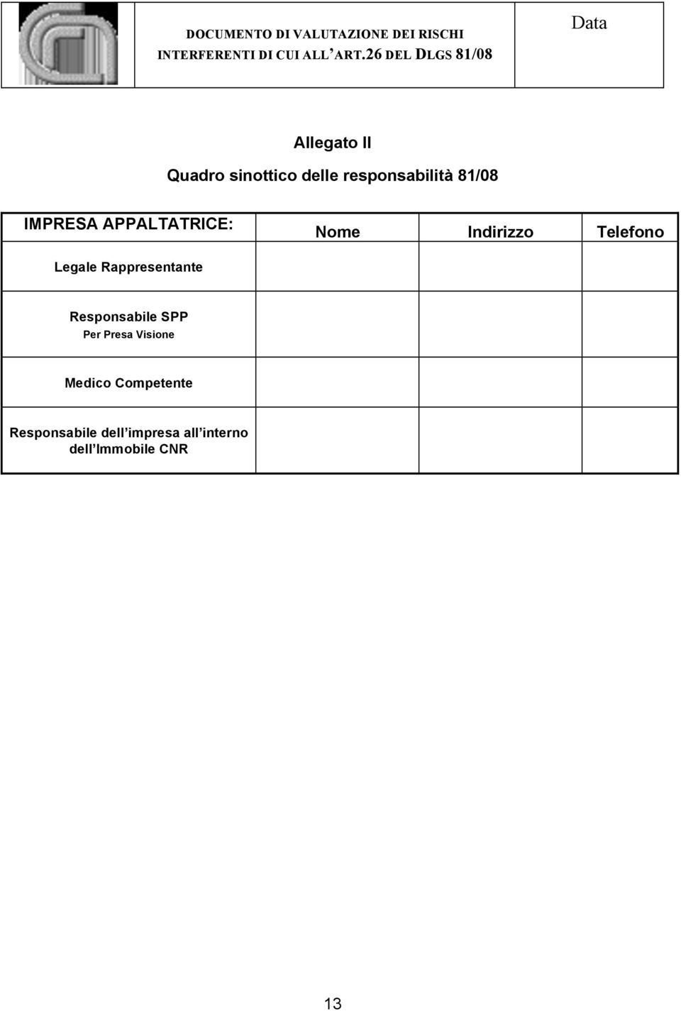 Rappresentante Responsabile SPP Per Presa Visione Medico