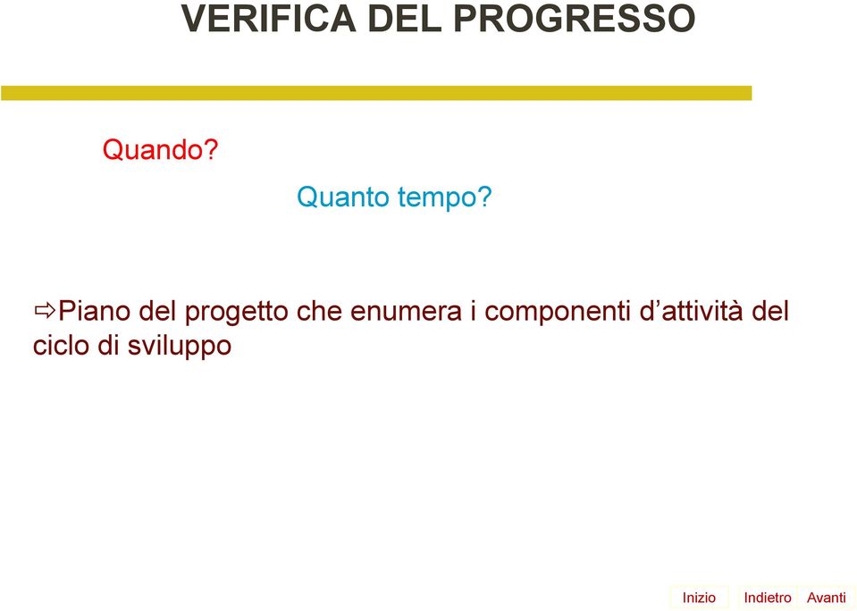 Piano del progetto che enumera