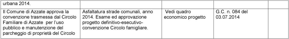 per l uso pubblico e manutenzione del parcheggio di proprietà del Circolo Asfaltatura