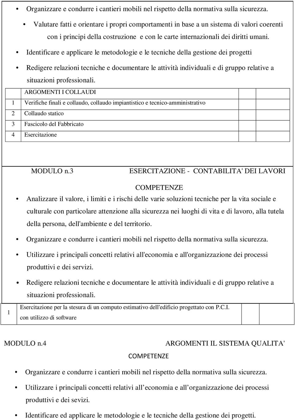 statico 3 Fascicolo del Fabbricato 4 Esercitazione MODULO n.