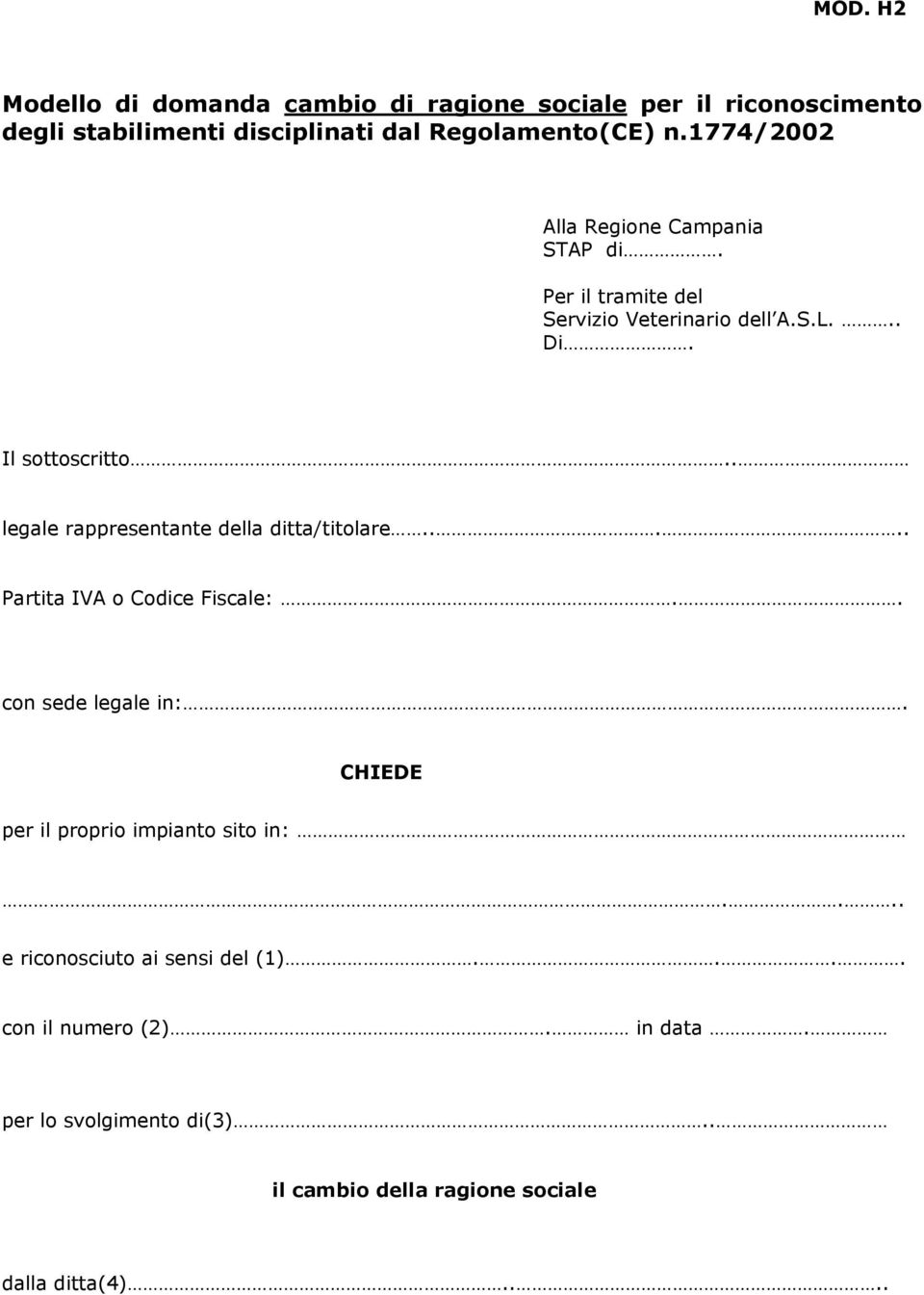 . legale rappresentante della ditta/titolare..... Partita IVA o Codice Fiscale:.. con sede legale in:.