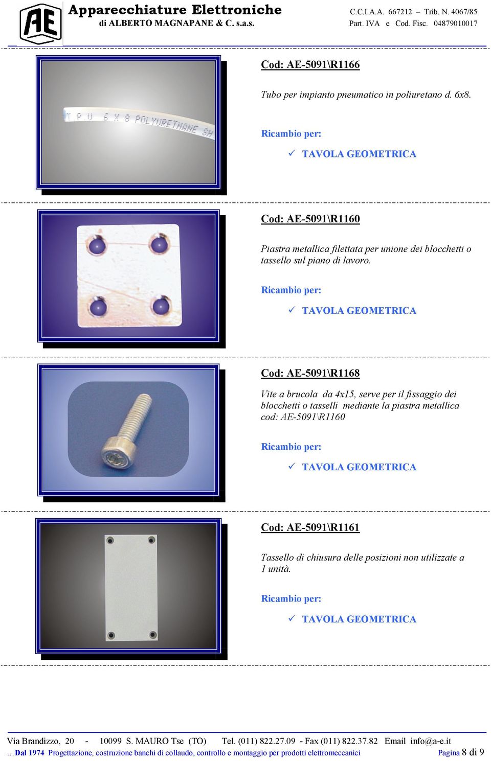 Cod: AE-5091\R1168 Vite a brucola da 4x15, serve per il fissaggio dei blocchetti o tasselli mediante la piastra metallica cod: