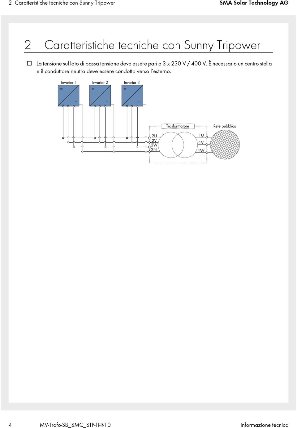 deve essere pari a 3 x 230 V / 400 V.